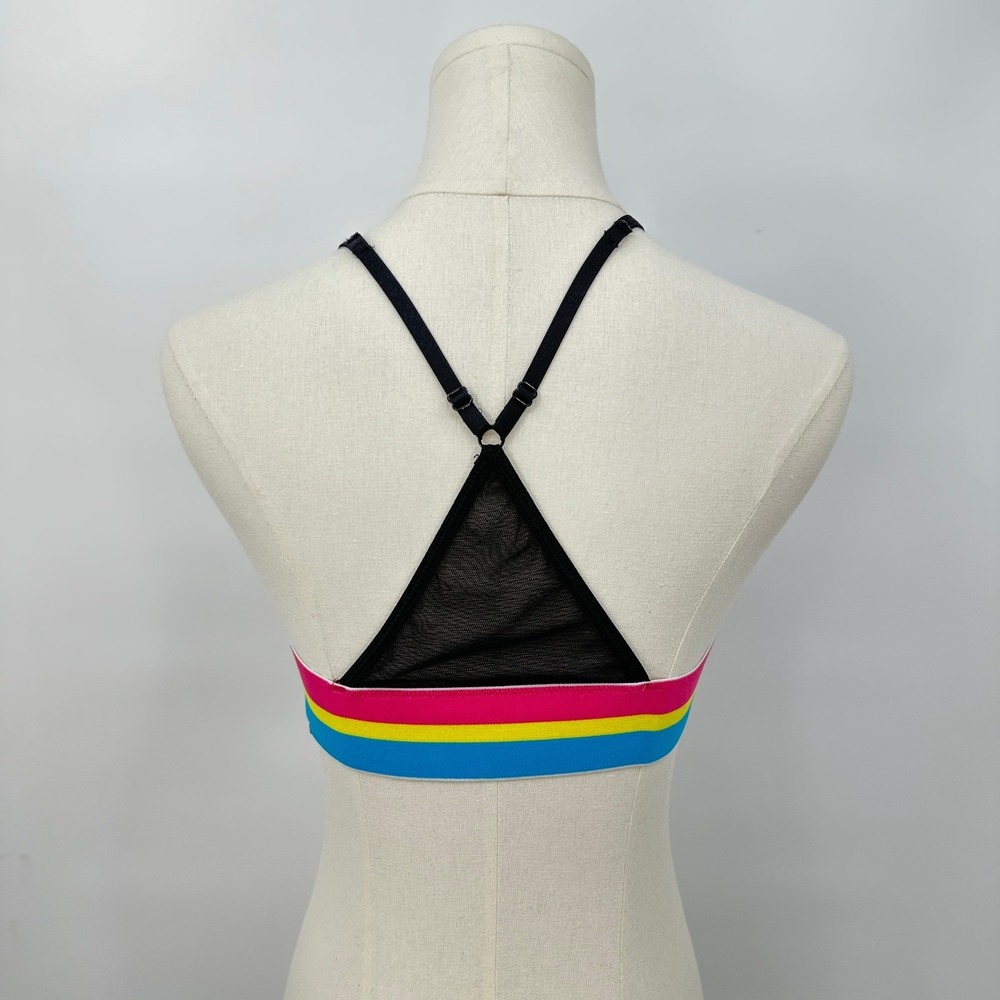 BodyRage Spencers Rainbow Striped Bralette S/M Y2K Festival Rainbow Whimsy - Picture 2 of 9